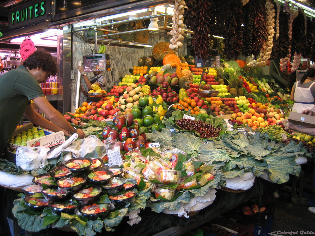 La Boqueria fruits salad market