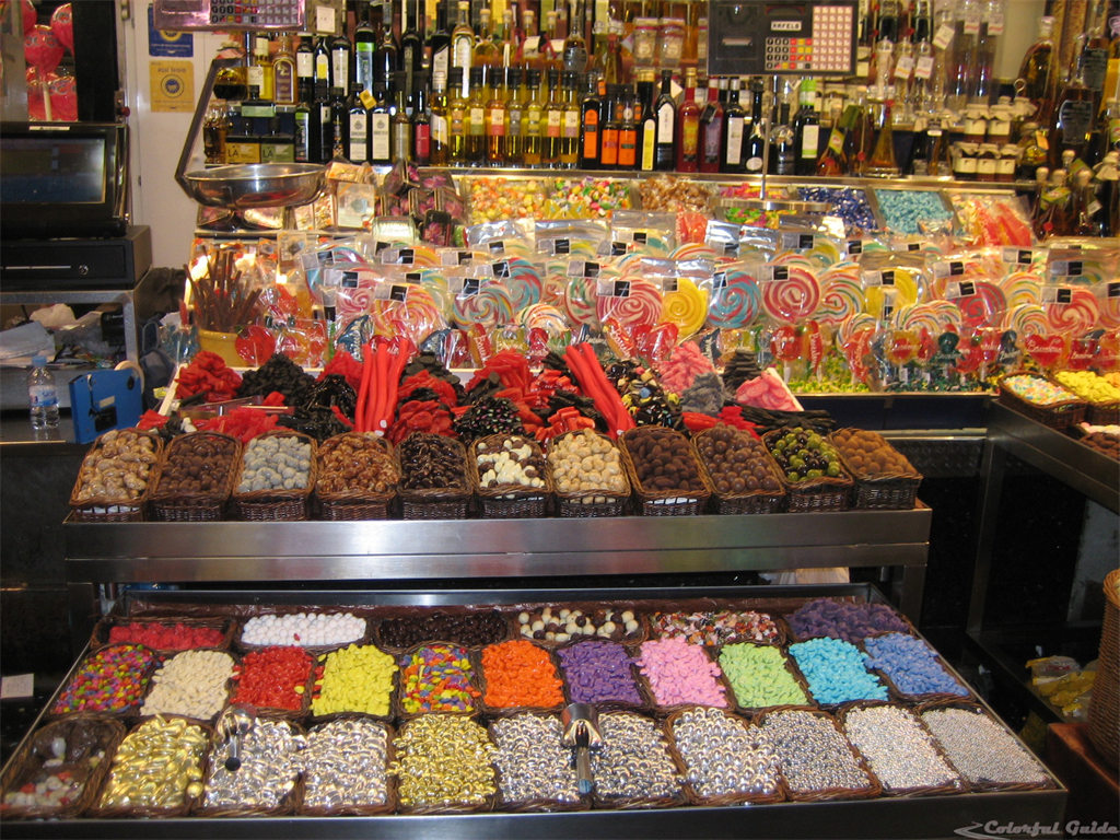 La Boqueria market Barcelona candy