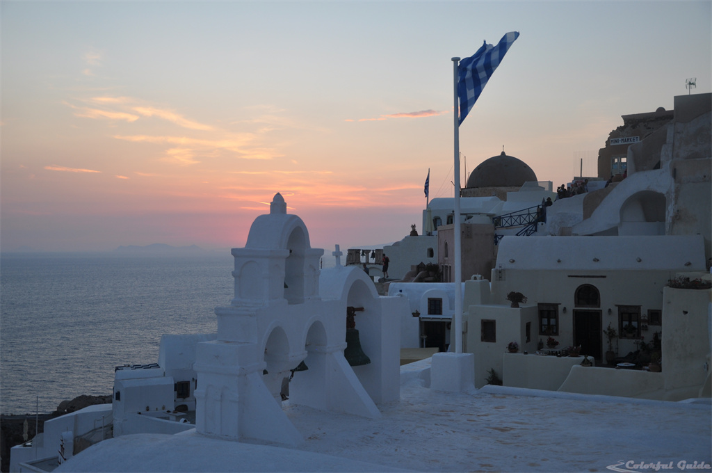 four bells flag sunset greece