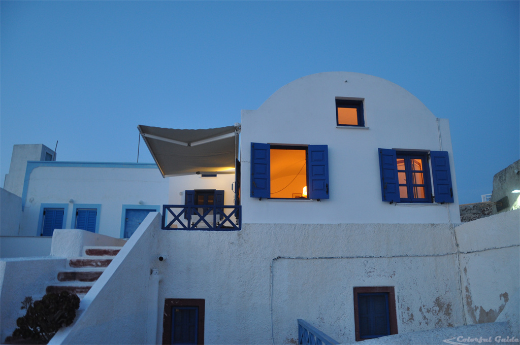 house window lights santorini greece