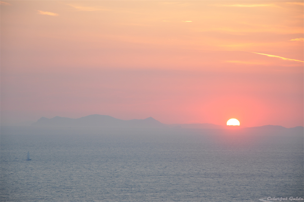 sunset mediterranean sea vulcano santorini
