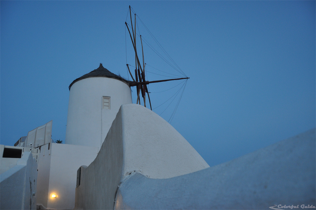 windmill oia greece mediterranean sea